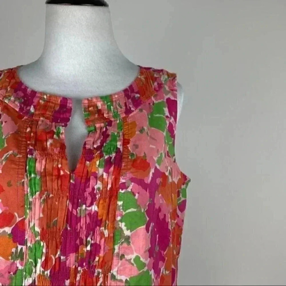 Talbots top sz 8 Floral bib front tank watercolor - Picture 2 of 7